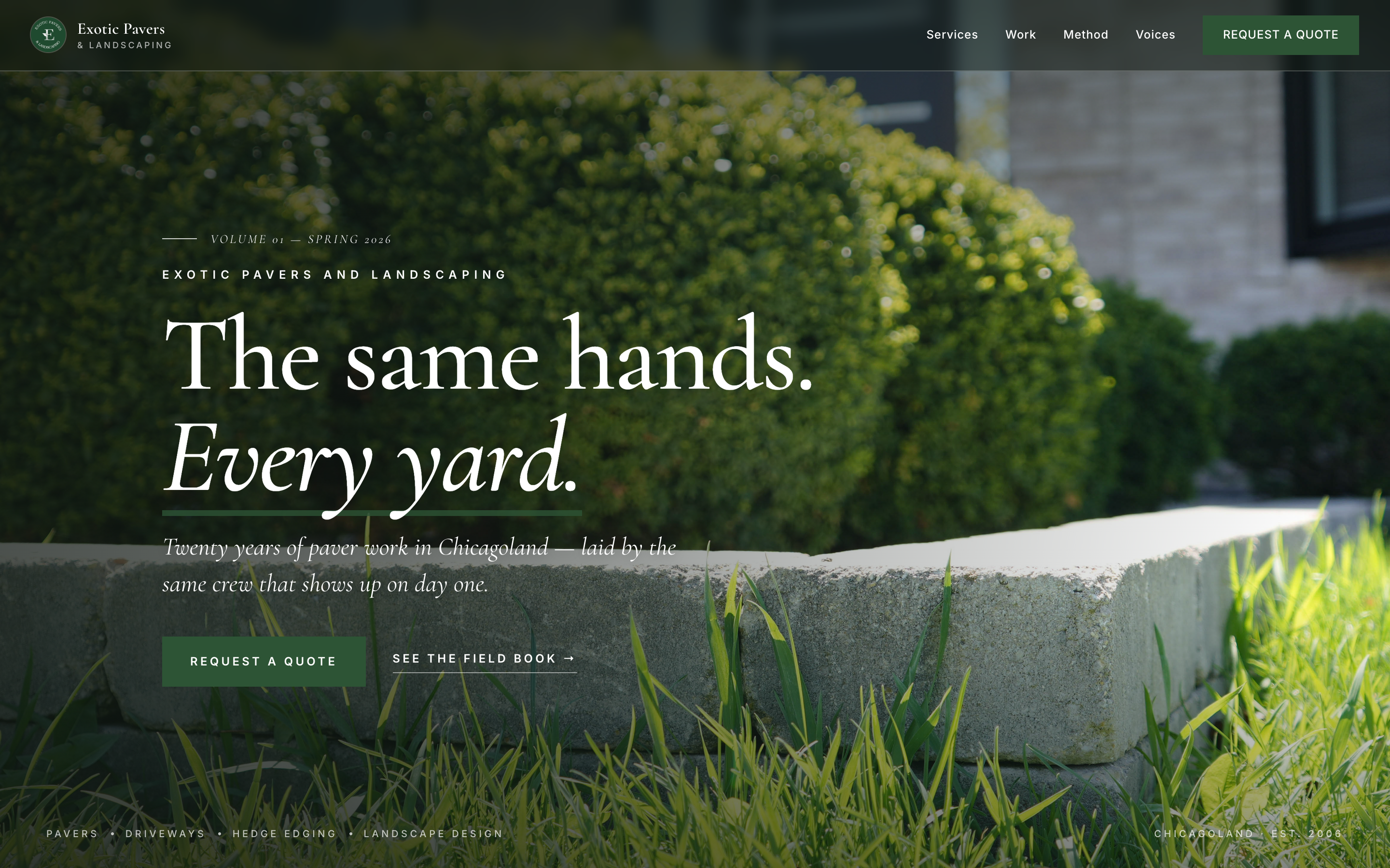 Exotic Pavers & Landscaping — full website rebuild