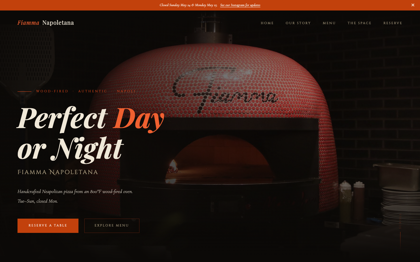 Fiamma Napoletana — Neapolitan pizzeria full website