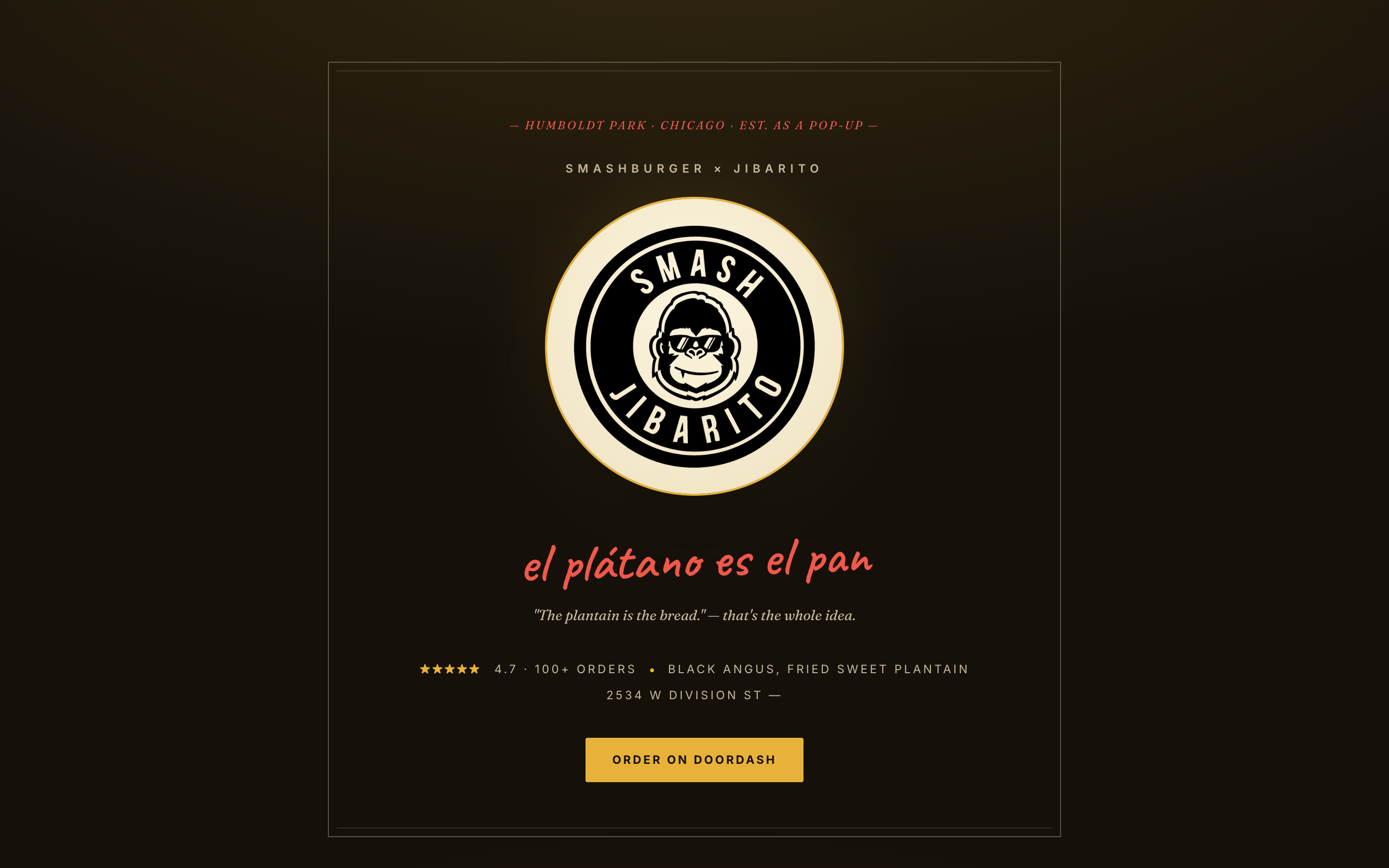 Smash Jíbarito — Puerto Rican smash burger concept